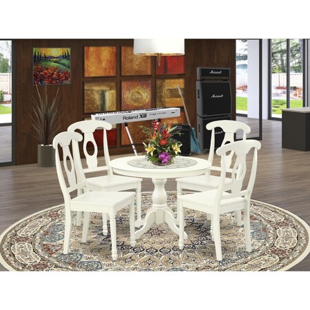 East West Furniture 5 Piece Hartland Kitchen Furniture Set - Linen White HBKE5-LWH-W
